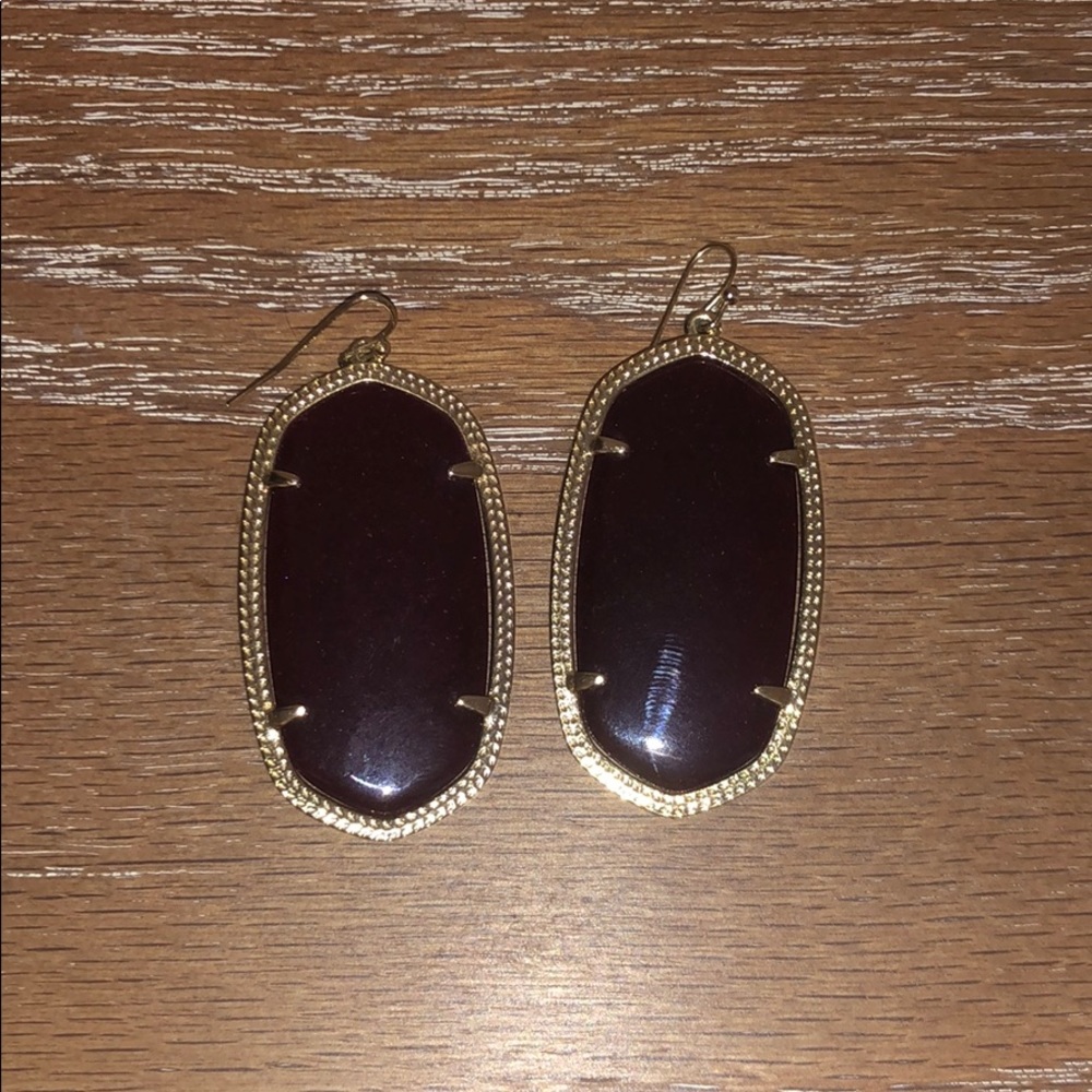 Kendra Scott Danielle Earring Maroon Jade w Gold